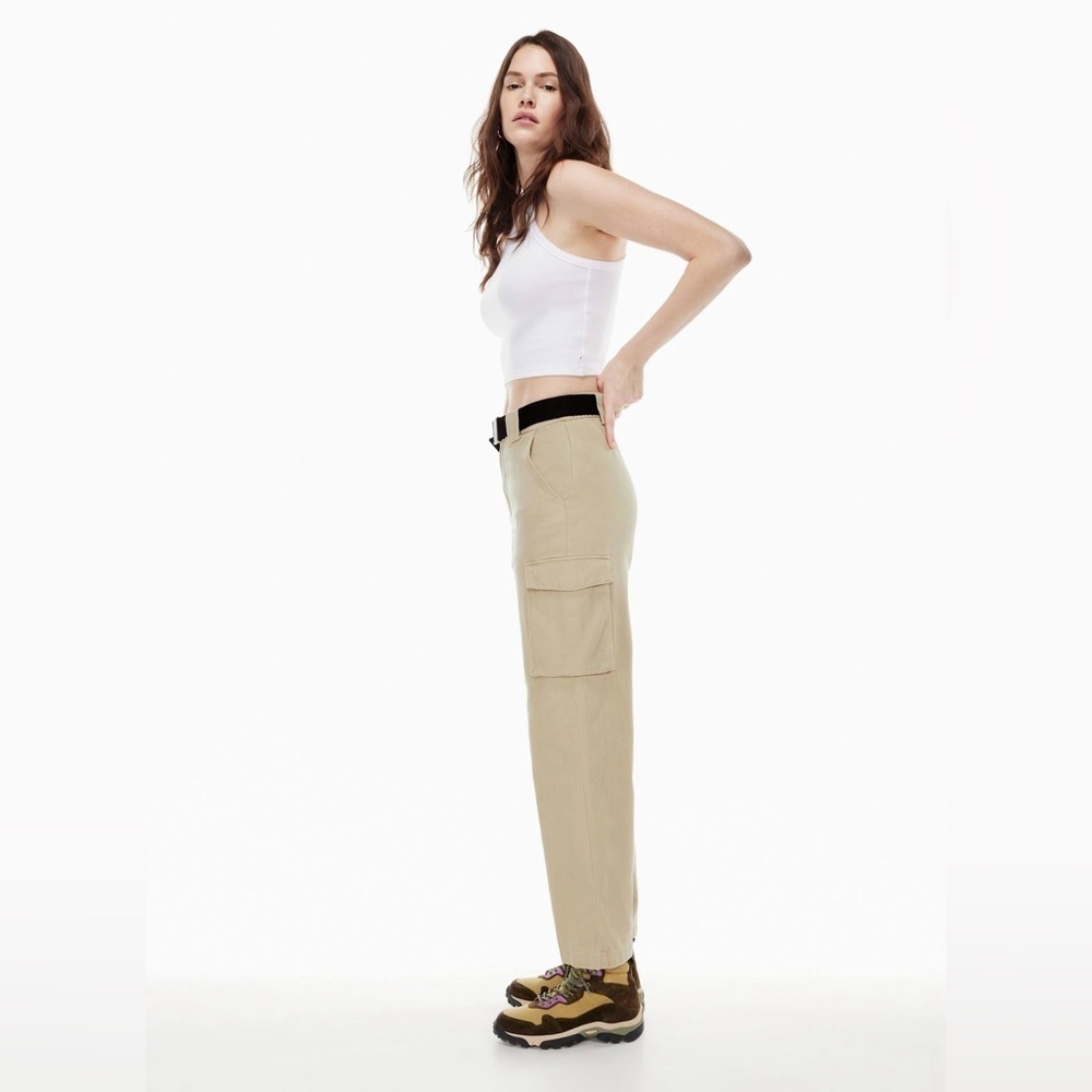 Aritzia TNA Fatigue Olive Green High Rise Cargo Pant Black Belted Size 2XL NWT - Picture 4 of 16